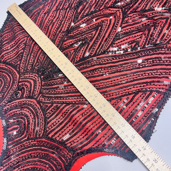 Flapper Red Black Sequin Dress With Fringe Hem Size XL - Picture 6 of 8